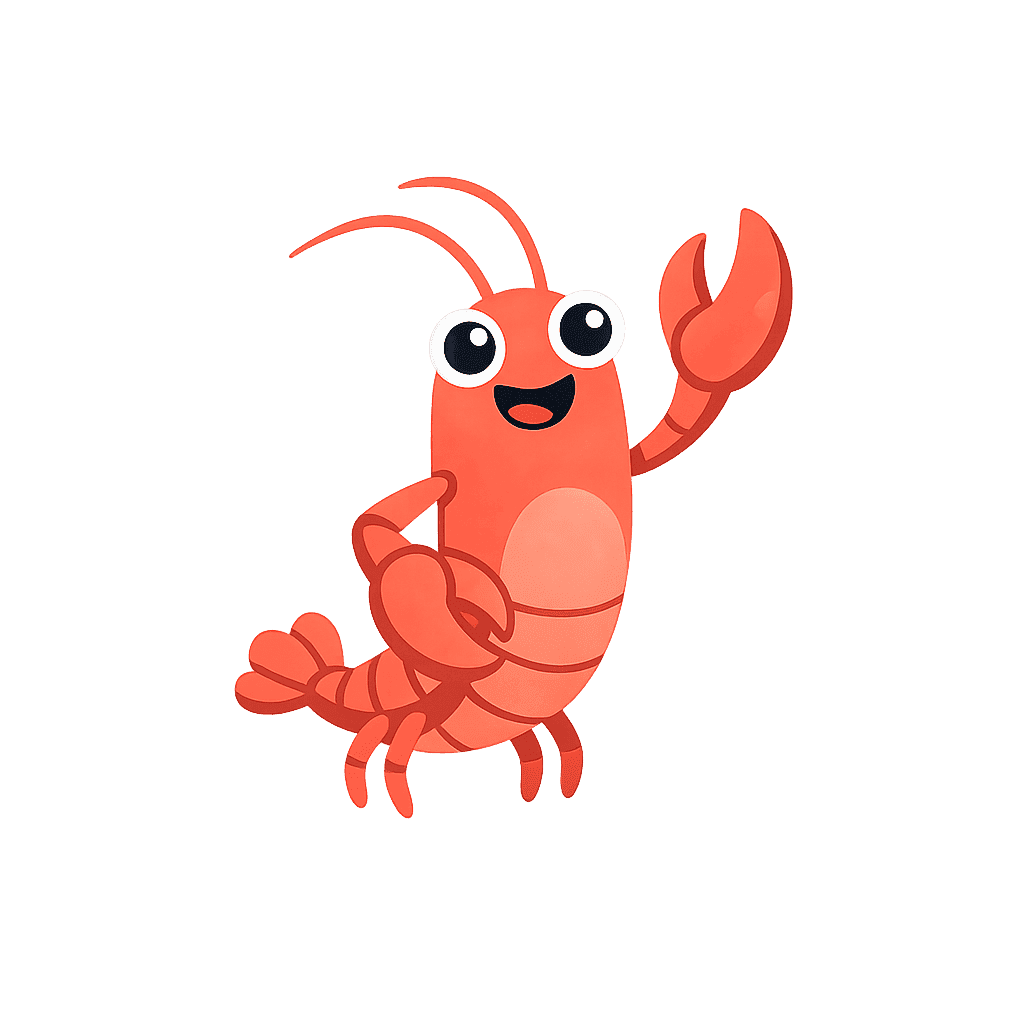 Friendly lobster waving hello